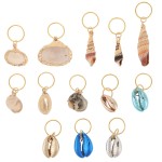 HEALLILY Beavorty 13pcs Hair Rings Jewelry Pendant Ocean Conch Shell Hair Accessories Hair Cuffs Decorations Charms for Twist Crochet Braiding Hair Clips