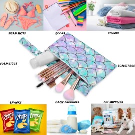 visesunny Beautiful Rainbow Mermaid Scale 2Pcs Wet Bag with Zippered Pockets Washable Reusable Roomy for Travel,Beach,Pool,Daycare,Stroller,Diapers,Dirty Gym Clothes, Wet Swimsuits, Toiletries