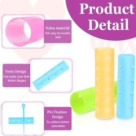 Chuangdi 141 Pcs Hair Rollers Set, Include 60 Pcs Mixed Sizes Plastic Hair Rollers with 60 Pins, 20 Duck Teeth Clips and Rat Tail Comb, Hairdressing Salon Curlers Tools for Women DIY Styles