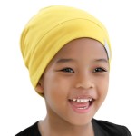 ELIHAIR Kids Beanie Sleep Hats Bonnet for Night Sleeping Cap Silky Lined Satin Bonnet with Adjustable Elastic Band for Teens Toddler Child Natural Curly Frizzy Hair Cover(Sunny Yellow)
