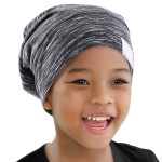ELIHAIR Kids Beanie Sleep Hats Bonnet for Night Sleeping Cap Silky Lined Satin Bonnet with Adjustable Elastic Band for Teens Toddler Child Natural Curly Frizzy Hair Cover(Grey Pale)