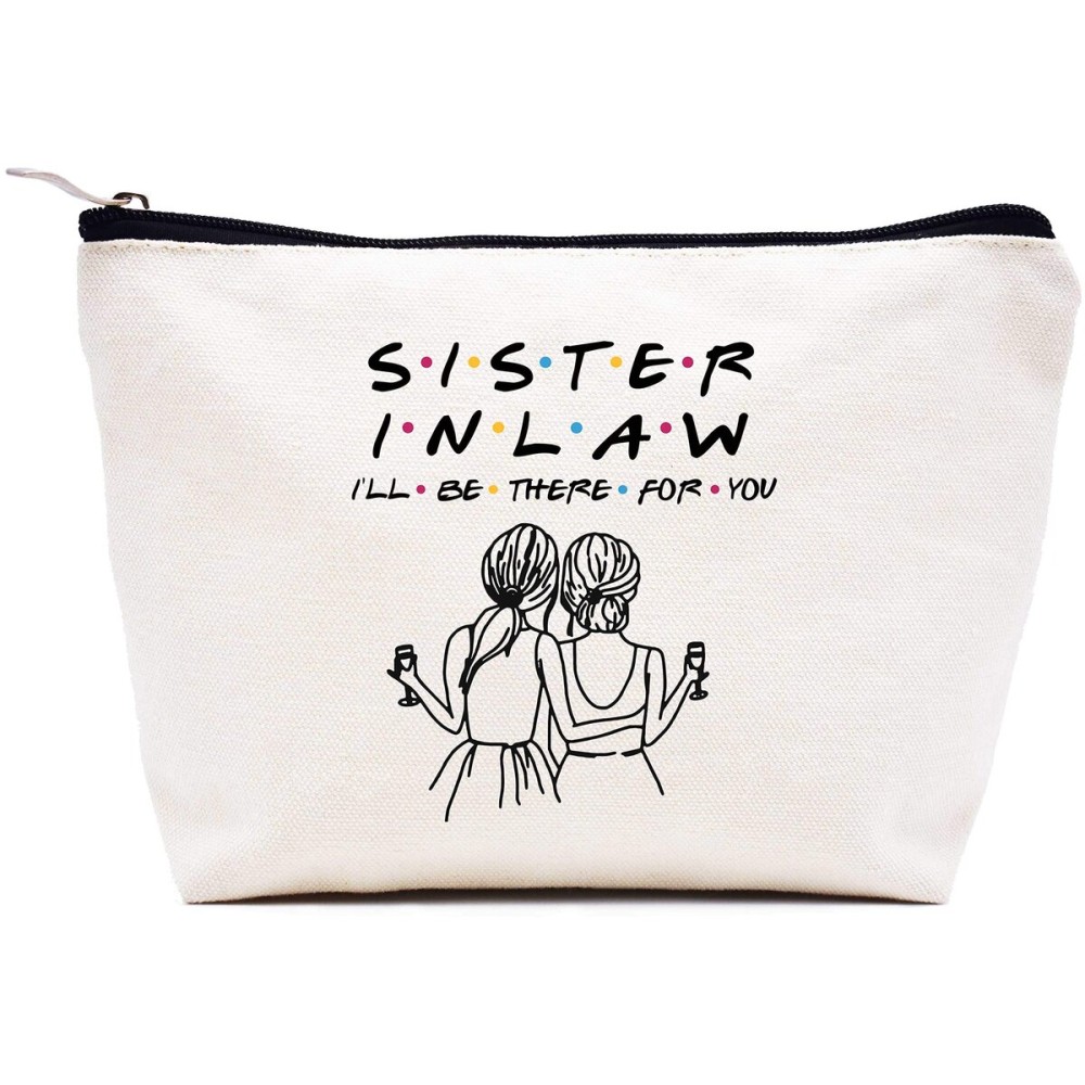 Mohter\'s Day Gift for Sister in Law-I\'ll Be There for You-Birthday Wedding Graduation Christmas Gift for Bonus Sis,Unbiological Sister-Friends TV Show Theme-Makeup Bag,Cosmetic Bag,Travel Pouch