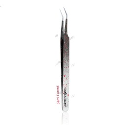 Alluring Ombre Black & Red Tweezers for Eyelash Extension for Volume Lashes 3D, 5D & 6D lashes Semi Curved