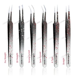 Alluring Ombre Black & Red Tweezers for Eyelash Extension for Volume Lashes 3D, 5D & 6D lashes - 3D Straight Alluring Ombre Black & Red Tweezers for Eyelash Extension for Volume Lashes 3D, 5D & 6D lashes - 3D Straight