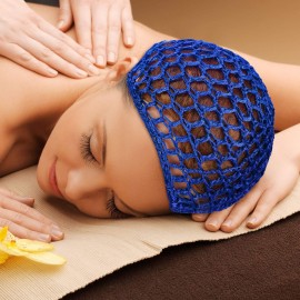 Geyoga 4 Pieces Mesh Crochet Hair Net Rayon Knit Snood Hat Thick Short Women Hairnet Snoods Cover Ornament for Sleeping (Blue)