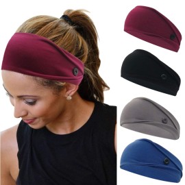 YONUF Headbands for Women Nurses Doctors with Buttons Elastic Yoga Hair Bands Accessories Non Slip 4 Pcs YONUF Headbands for Women Nurses Doctors with Buttons Elastic Yoga Hair Bands Accessories Non Slip 4 Pcs