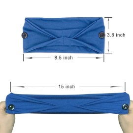 YONUF Headbands for Women Nurses Doctors with Buttons Elastic Yoga Hair Bands Accessories Non Slip 4 Pcs