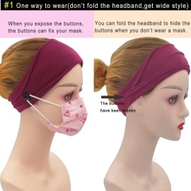YONUF Headbands for Women Nurses Doctors with Buttons Elastic Yoga Hair Bands Accessories Non Slip 4 Pcs