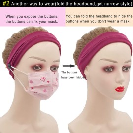 YONUF Headbands for Women Nurses Doctors with Buttons Elastic Yoga Hair Bands Accessories Non Slip 4 Pcs