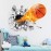 Supzone 3D Basketball Wall Sticker - Self-Adhesive Breakthrough Fireball Decor, Vinyl Removable Flying Basketball Art for Kids Bedroom Playroom Mural