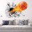 Supzone 3D Basketball Wall Sticker - Self-Adhesive Breakthrough Fireball Decor, Vinyl Removable Flying Basketball Art for Kids Bedroom Playroom Mural