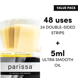 Parissa Legs & Body Wax Strips Kit Value Pack for Body Hair Removal, At-Home Waxing Kit with Ready-to-Use Large Wax Strips, 5ml Aftercare Oil, Suitable for All Hair Types, Skin-Safe (48 Pack) Parissa Legs & Body Wax Strips Kit Value Pack for Body Hair Removal, At-Home Waxing Kit with Ready-to-Use Large Wax Strips, 5ml Aftercare Oil, Suitable for All Hair Types, Skin-Safe (48 Pack)
