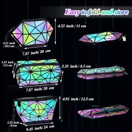 Weewooday 3 Pieces Makeup Bags for Women, Portable Travel Cosmetic Bag Organizer Case with Wrist Strap Toiletry Bags Holographic Luminous Geometric and Reflective Foldable Makeup Bags Weewooday 3 Pieces Makeup Bags for Women, Portable Travel Cosmetic Bag Organizer Case with Wrist Strap Toiletry Bags Holographic Luminous Geometric and Reflective Foldable Makeup Bags