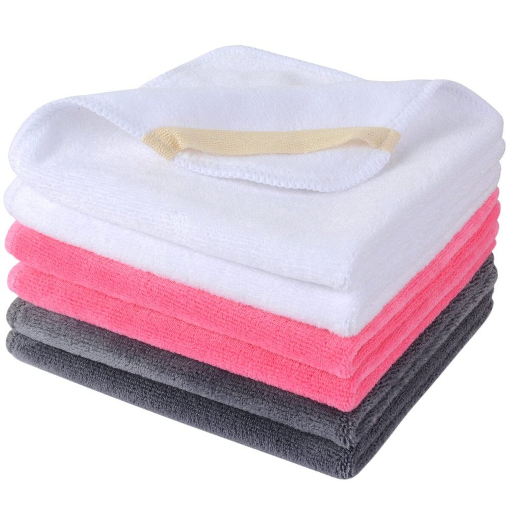 SINLAND Brushed Microfiber Facial Cloths Fast Drying Washcloth 12inch x 12inch Absorbent Face Wash Cloth Soft Makeup Remover Cloths
