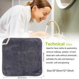 SINLAND Brushed Microfiber Facial Cloths Fast Drying Washcloth 12inch x 12inch Absorbent Face Wash Cloth Soft Makeup Remover Cloths