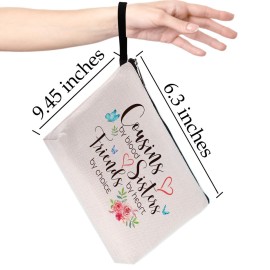 Cousin Gifts for Women, Cousin Birthday Gift Cousins by Blood, Sisters by Heart, Friends by Choice hanksgiving Christmas Graduation Wedding Gifts for Women, Girl, Her Cousin Makeup Bag