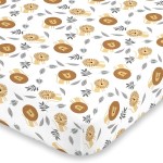 NoJo Lion Brown, Grey & Yellow Fitted Super Soft Crib Sheet, Brown, Grey, Yellow