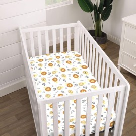 NoJo Lion Brown, Grey & Yellow Fitted Super Soft Crib Sheet, Brown, Grey, Yellow