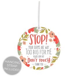 CANOPY STREET Stylish Floral Stop! Don\'t Touch Baby Car Seat Sign/Modern Illustrated Baby Stroller Germ Tag