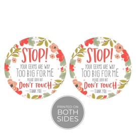 CANOPY STREET Stylish Floral Stop! Don\'t Touch Baby Car Seat Sign/Modern Illustrated Baby Stroller Germ Tag