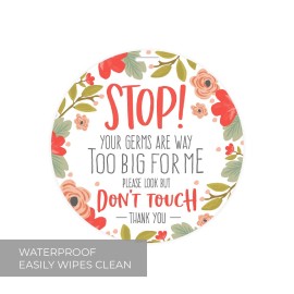 CANOPY STREET Stylish Floral Stop! Don\'t Touch Baby Car Seat Sign/Modern Illustrated Baby Stroller Germ Tag