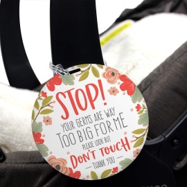 CANOPY STREET Stylish Floral Stop! Don\'t Touch Baby Car Seat Sign/Modern Illustrated Baby Stroller Germ Tag