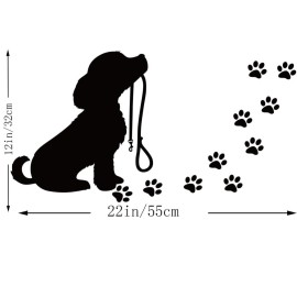 Dog Paw Prints Vinyl Wall Decal Removable Pet Stickers for Kids Boys Girls Baby Nursery Bedroom Decor