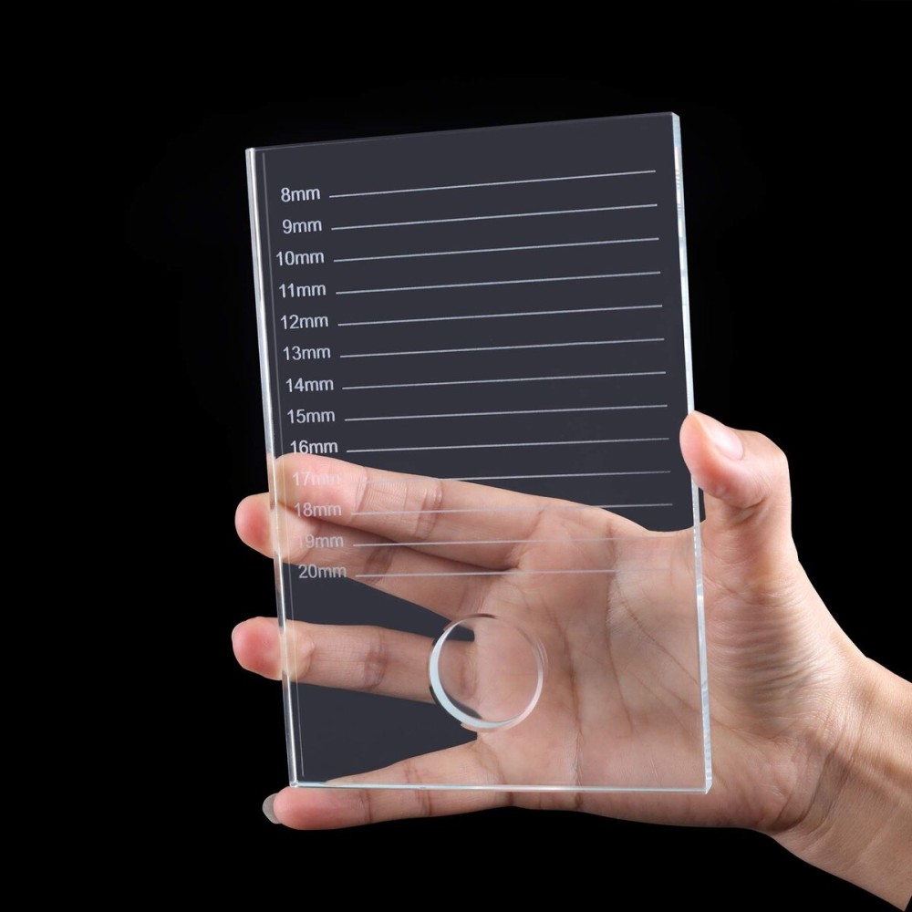 Fashionclubs Eyelash Extension Pallet Crystal Glass False Lashes Tray, Larger 6.22x4.33x0.27, Strip Eye Lash Stand Pallet Adhesive Glue Holder