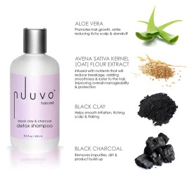 Nuuvo Haircare Black Clay & Charcoal Detox Shampoo - 8.5oz, Clarifying Shampoo, Cleanses Hair, Removes Product Build Up, Soothes Scalp Irritation & Dandruff, Salon-Quality, Use on All Hair Types