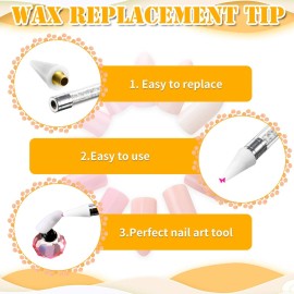 Blulu 16 Pcs Wax Tips for Nail Rhinestones Replacement Diamond Painting Head Tips Rhinestone Picker Tool for Nail Dotting Pen to Pick Up Nail Gem Jewelry, Wax Head Accessories(White)