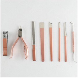 Professional Pedicure Manicure Tools Kit - Erkangsm 8 in 1 Stainless Steel Pedicure Set,Toenail Nipper,Pedicure Knife,Toenail Lifter,Nail Clipper,PU Leather Travel Case,Pink