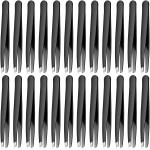 Mudder 24 Pieces Eyebrow Tweezers Bulk Stainless Steel Slanted Tip Precision Tweezers for Facial Hair, Blackhead and Tick Remover, Men and Women Professional