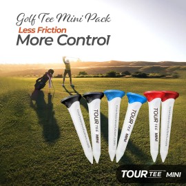 CMC Design Tour Tee Mini Pack - Frictionless Golf Tees for More Distance & Consistent Yards - Reusable, Made w/Recycled Plastic and Virtually Unbreakable - Six 1.75 Short Golf Tees w/Rubber Tip