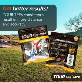 CMC Design Tour Tee Mini Pack - Frictionless Golf Tees for More Distance & Consistent Yards - Reusable, Made w/Recycled Plastic and Virtually Unbreakable - Six 1.75 Short Golf Tees w/Rubber Tip