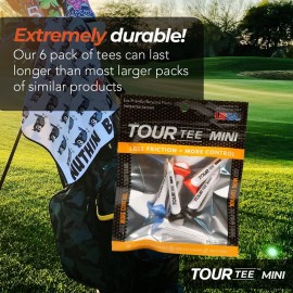 CMC Design Tour Tee Mini Pack - Frictionless Golf Tees for More Distance & Consistent Yards - Reusable, Made w/Recycled Plastic and Virtually Unbreakable - Six 1.75 Short Golf Tees w/Rubber Tip