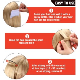 100 Pieces Hair Perm Rods Non-slip Hair Rollers Plastic Cold Wave Perming with Elastic Rubber Band Short Curlers for Hairdressing Styling(0.2 Inch,Red)