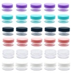 30 Pcs Sample Containers, 10 Gram Mini Sample Jars for Cosmetic, Eye shadow, Multi color Lid