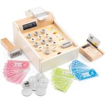 New Classic Toys 10651 Wooden Cash Register with Play Money, Scanner and Bank Card, White 200 x 165 x 110mm