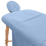 AVALON CARE Massage Table Sheets Set - 3 Pcs 100% Cotton Flannel - Fitted Sheets, Flat Sheet & Face Cover - Soft & Smooth Massage Bed Cover - Sky Blue