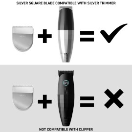 Bevel Square Trimmer Blade Attachment - Compatible with Bevel Trimmer Only, Beard Trimmer for Men, Mustache Trimmer, Cordless Face, Neck and Body Hair Trimmer Attachment Head - Silver, 1 Count