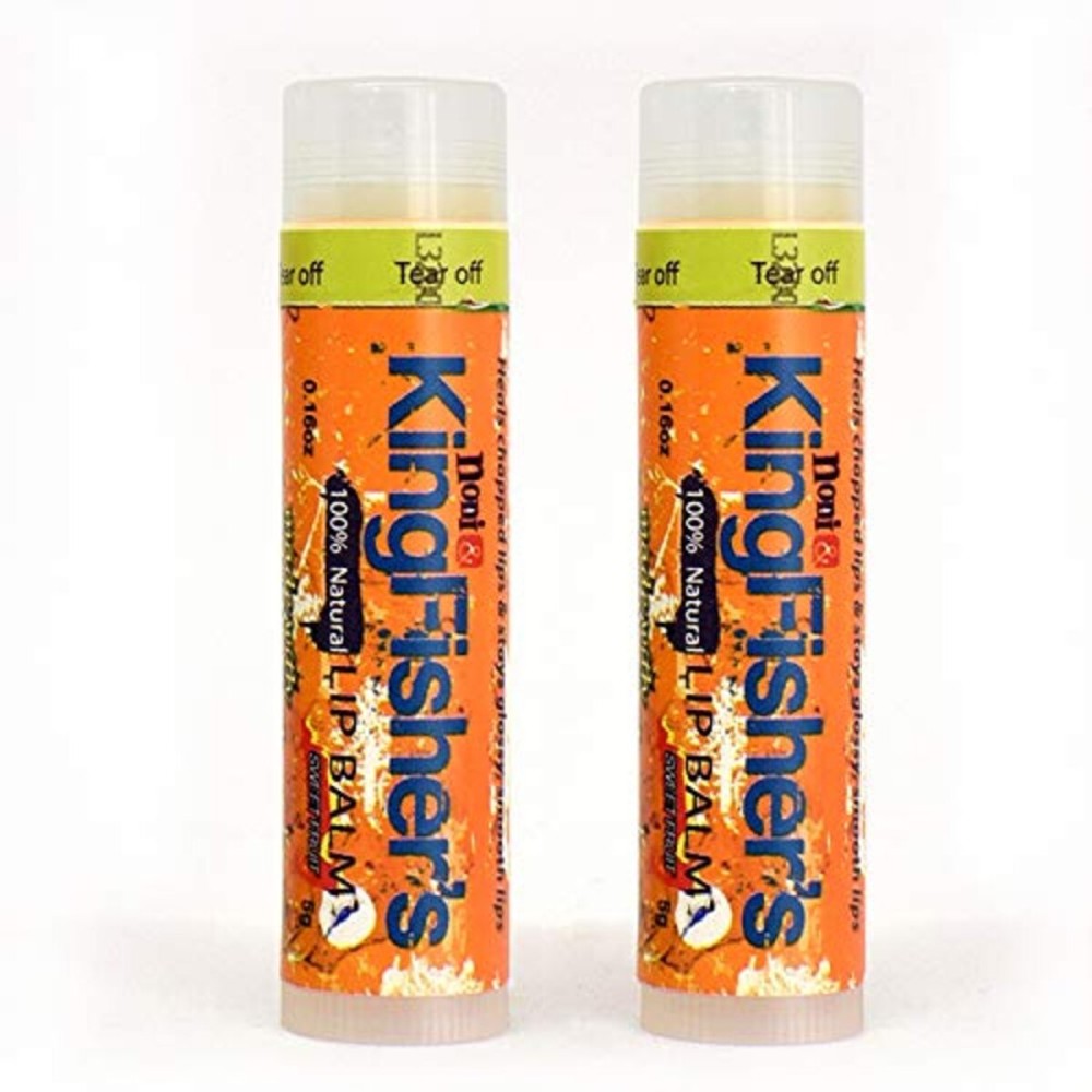 Kingfishers Noni Lip Balm, 2-Pack, 100% Natural Ingredients, Noni Original Oil & Virgin Coconut Oil, Ultra Hydrating Lip Balm, Sweet Orange Flavor Lip Care