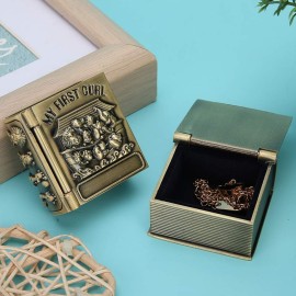 Agatige 2pcs Baby Tooth Fairy Box, Baby First Tooth and Curl Keepsake Box Tooth Holder Book Shaped Trinket Box Gift Box for Child Kids