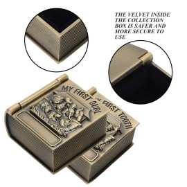 Agatige 2pcs Baby Tooth Fairy Box, Baby First Tooth and Curl Keepsake Box Tooth Holder Book Shaped Trinket Box Gift Box for Child Kids