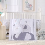 Wowelife Elephant Crib Bedding Set for Boys, Premium 3-Piece Baby Bedding Set, Elephant, Gray Crib Bed Sets, Newborn, Infant, Nursery Bed Set with Crib Sheet, Ruffle Comforter