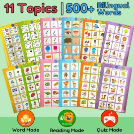 ZEENKIND Spanish & English Talking Learning Book for Kids 2 3 4 5 6 Years Old, Interactive Audio Sound Books, Toddler Educational Toy to Learn Spanish, Electronic Bilingual Toys, Juegos para Nios