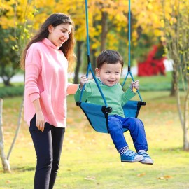 ROPECUBE Children Outdoor Swing Seat With Adjustable Ropes - Kids Safety Playground Seat Replacement, Belt Swing for Indoor Outdoor Backyard Play (Blue)