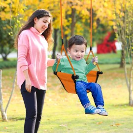 ROPECUBE Children Outdoor Swing Seat With Adjustable Ropes - Kids Safety Playground Seat Replacement, Belt Swing for Indoor Outdoor Backyard Play (Orange)