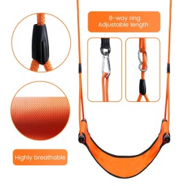 ROPECUBE Children Outdoor Swing Seat With Adjustable Ropes - Kids Safety Playground Seat Replacement, Belt Swing for Indoor Outdoor Backyard Play (Orange)