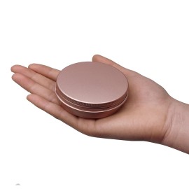 2 oz Aluminum Tin Jar with Screw Cap Refillable Container for Cosmetic, Lip Balm, Cream, Rose Gold 12 Pcs.
