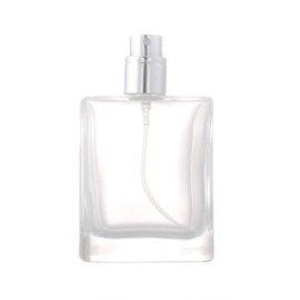 Enslz 50ml 1.69Oz Thick Square Flint Glass Refillable Perfume Bottle, Square Portable Cologne Atomizer Empty Bottle with Spray Applicator For Travel (Transparent)